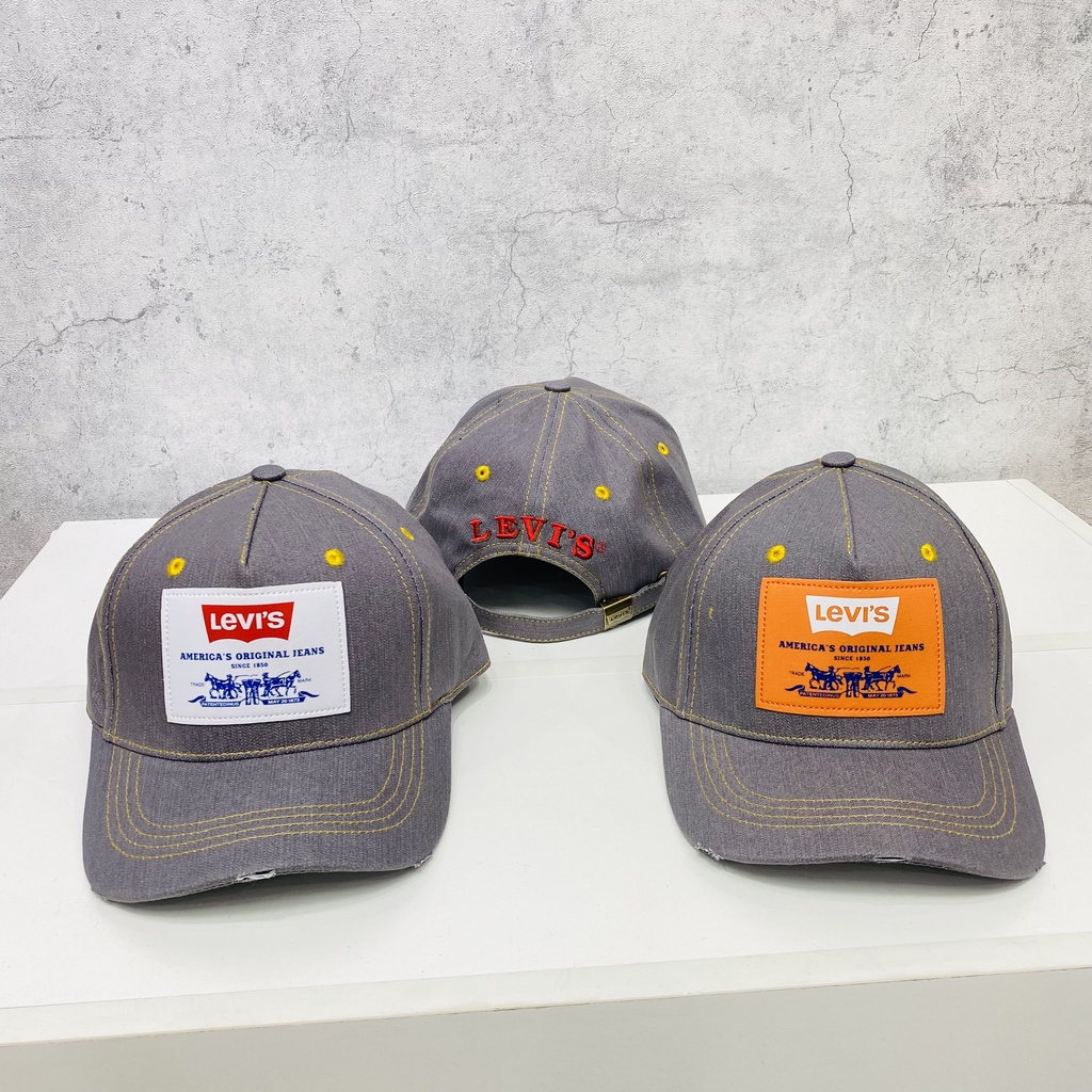 Mũ Levis màu ghi với chất bò cao cấp, logo 2 màu cá tính - Nón kết jean bụi phố LV, VP402