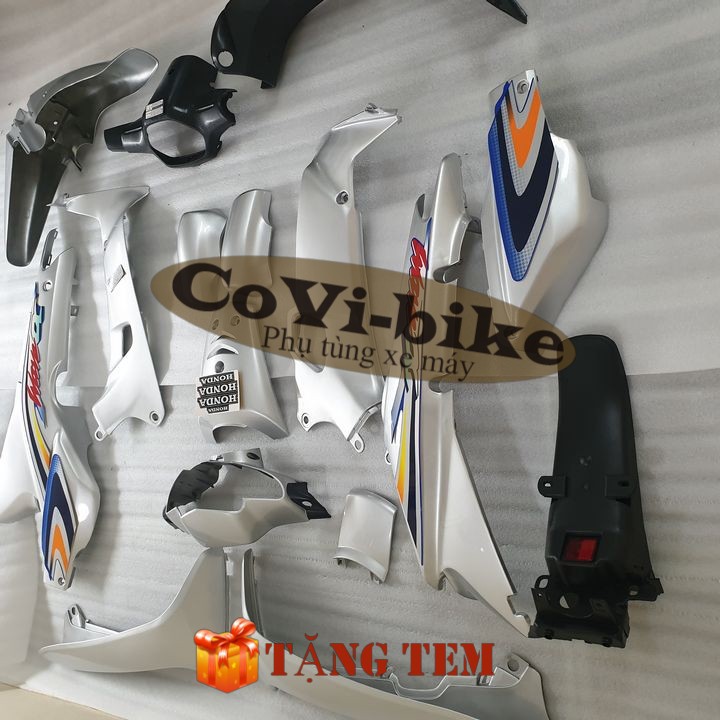 Bộ dàn áo màu Bạc gắn xe Wave ZX - Anpha - 110 đời 1997 đến 2006  Cụm pha đèn trước xe Wave nhỏ - SPB-DBWave