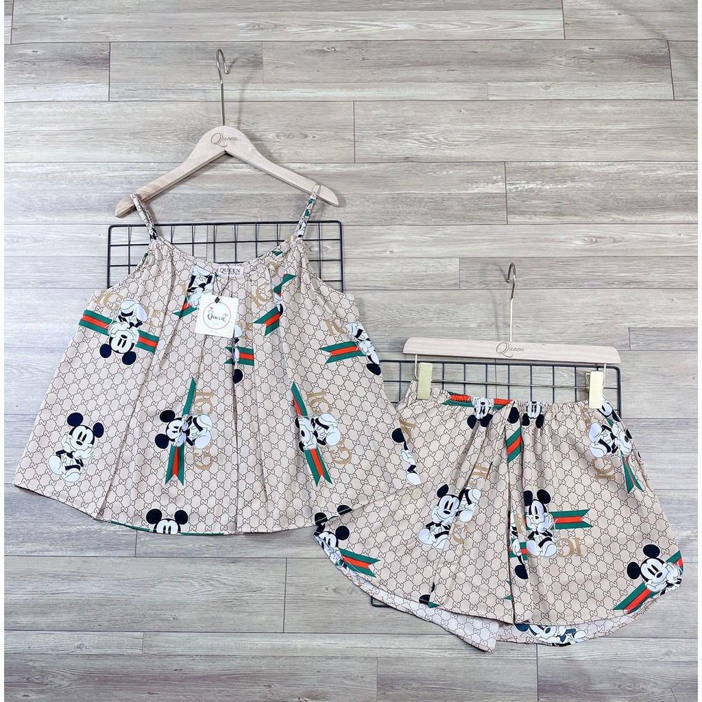 pijama đùi 2 dây thiết kế siêu xinh thoải mái khi mặc, chất liệu lụa cao cấp mềm mịn mát. pijama nữ giá sỉ lẻ tận xưởng