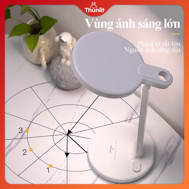 Đèn bàn học Thunlit bảo vệ mắt 2000mAh có thể sạc lại 3 nhiệt độ màu có thể điều chỉnh vùng ánh sáng lớn