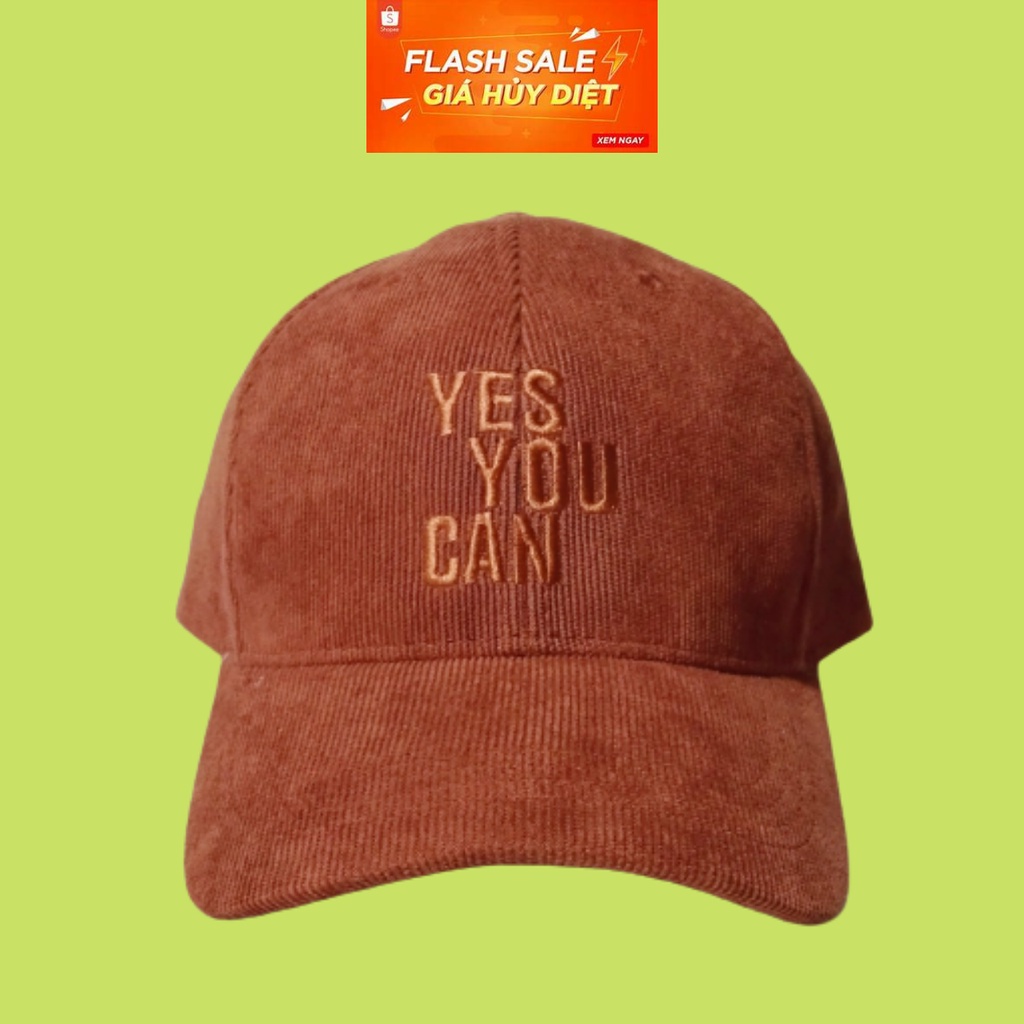 Mũ lưỡi trai ❤️ Nón kết thêu chữ YES YOU CAN phong cách unisex phù hợp cho cả nam lẫn nữ