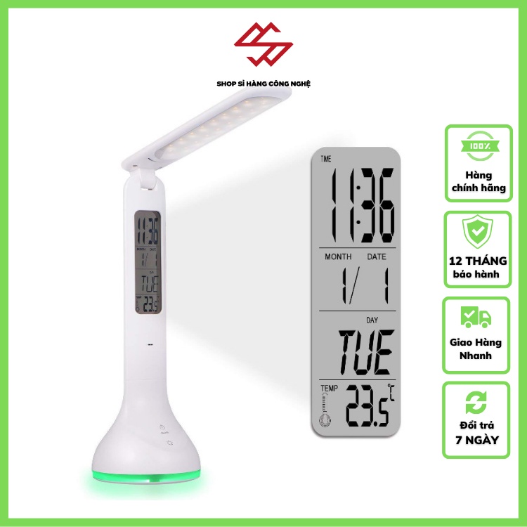 Đèn led để bàn cảm ứng chạm Q2 ( ĐÈN LED, ĐỒNG HỒ, BÁO THỨC, XEM NHIỆT ĐỘ )