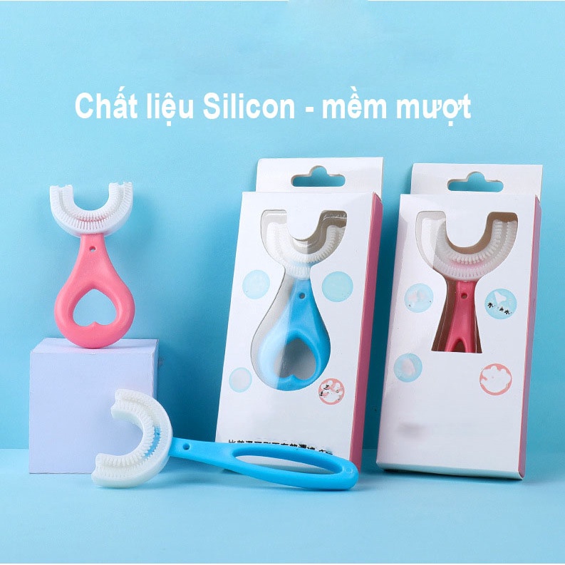 [Tặng Quà] Bàn chải đánh răng cho bé chữ u chất liệu Silicon chịu được lực cắn, cho bé từ 2 tuổi - 6 tuổi