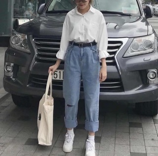 Áo sơ mi trắng trơn ullzang basic