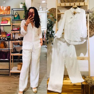 Sơ mi, set, đầm ứng dụng linen trắng