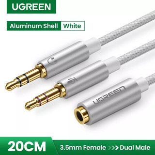 Cáp Gộp Audio 3.5mm 2 Vào 1 Ra - Mic và Headphone Vỏ nhôm Cao cấp Ugreen AV140 10790 20899 dây boc dù