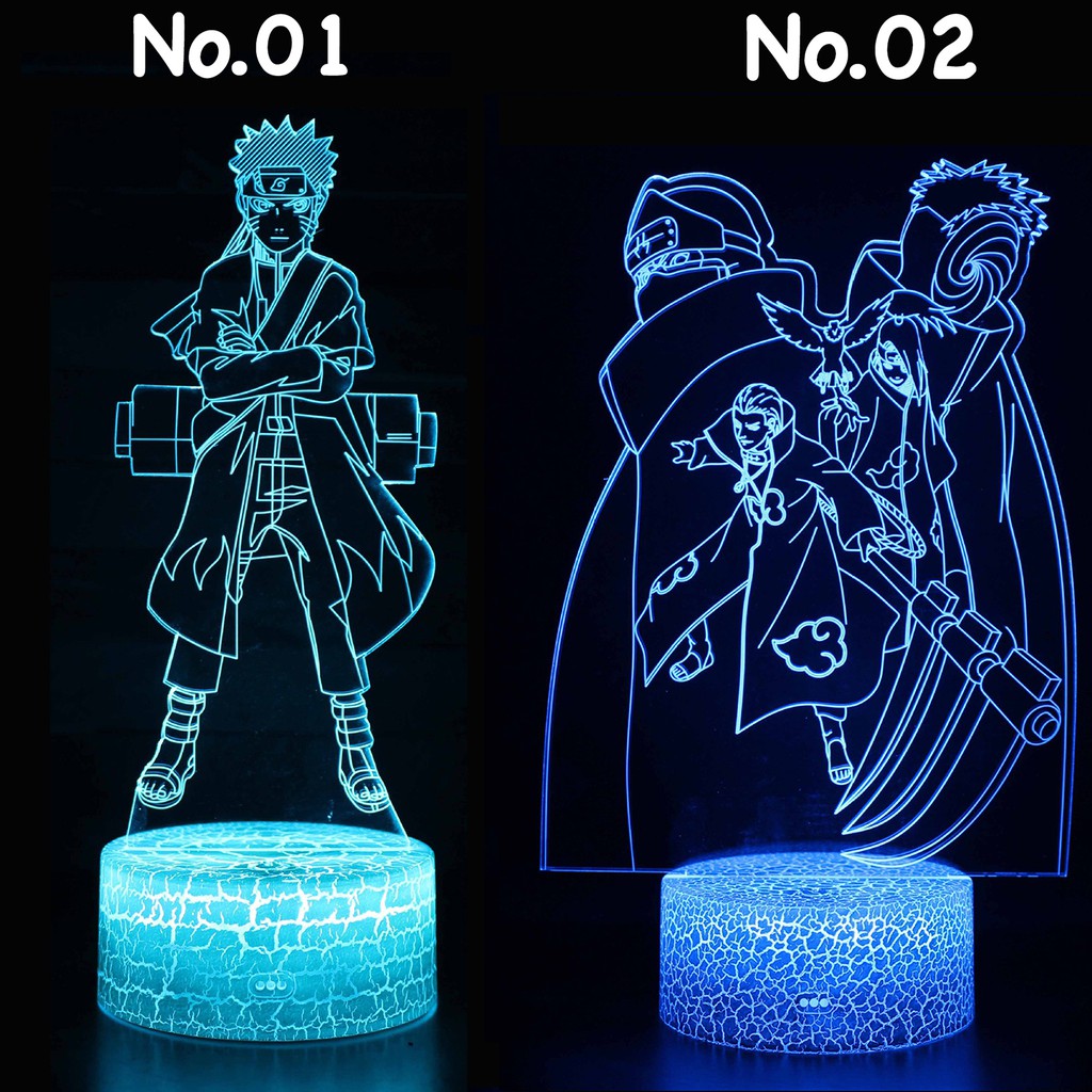 Đèn Led 3D Naruto - Đèn ngủ 3D Led ( 16 Màu ) ( Có bảng điều khiển màu )