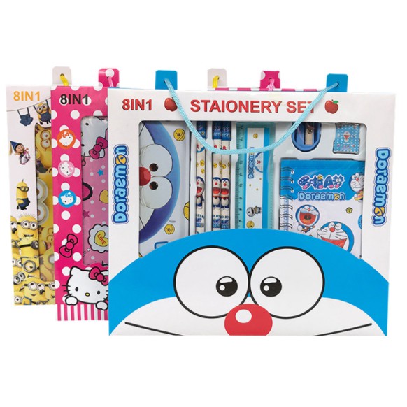 5 Hộp SET dụng cụ học tập Doraemon, Minion, Elsa, Spiderman, Ponny