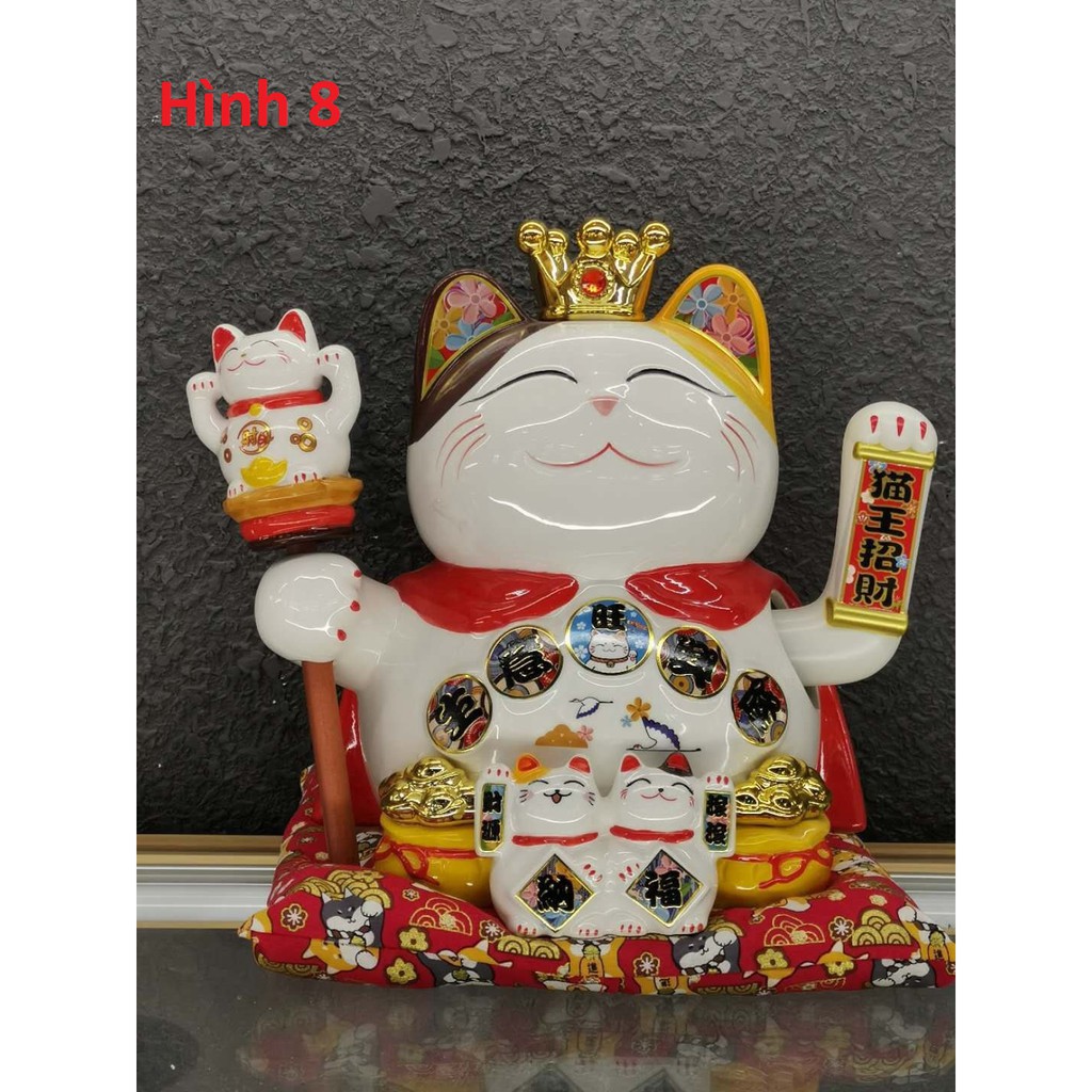 [Big Sale] Mèo Thần Tài Sứ , Mèo May Mắn Maneki Neko 26cm . Vẩy Tay Gọi Khách BÁT PHƯƠNG KHAI TÀI