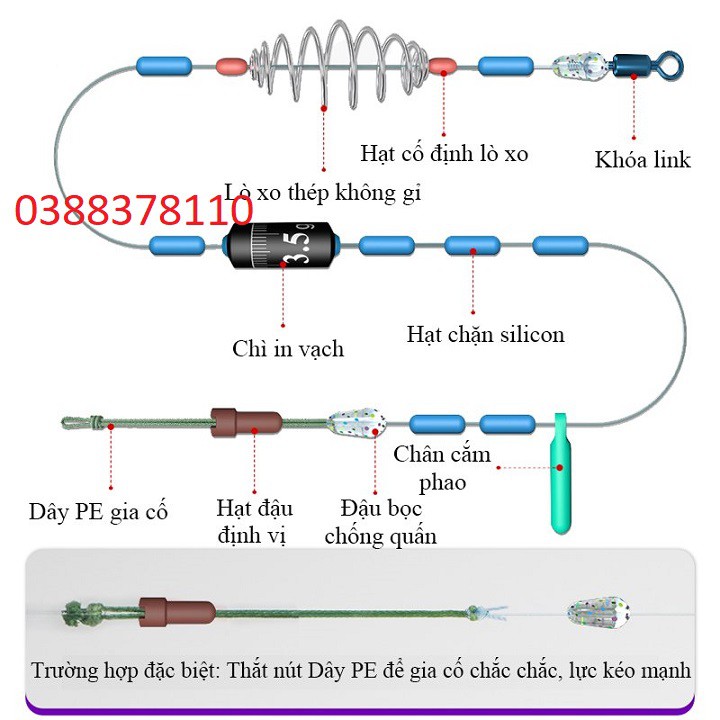 Bộ 2 Dây Trục Câu Đài Buộc Sẵn Cước Câu Cá Tàng Hình Kèm Hộp Đựng Cao Cấp