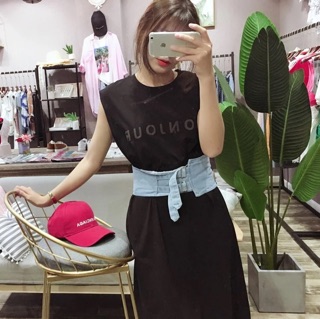 Váy phông suông đai jeans