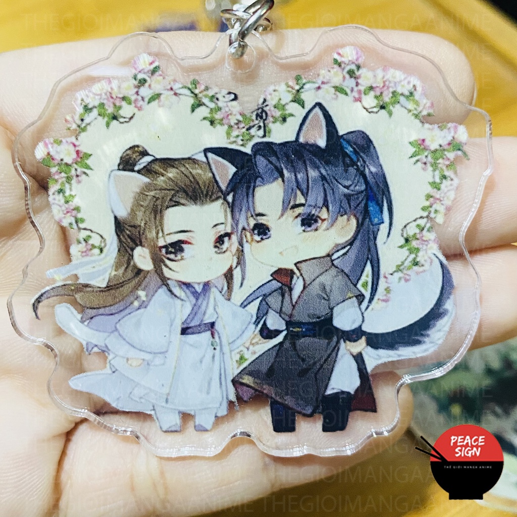 ( Mica trong acrylic ) Móc khóa HUSKY VÀ SƯ TÔN MÈO TRẮNG CỦA HẮN quà tặng xinh xắn dễ thương in hình anime chibi