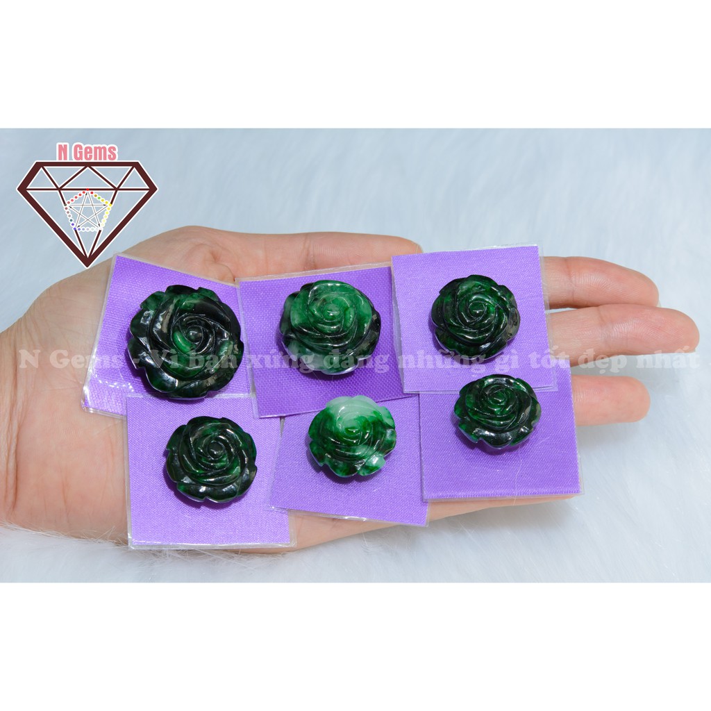 Đá hoa mẫu đơn lớn - Tông màu xanh rêu ngọc - Hợp với người mệnh Thuỷ, mệnh Mộc