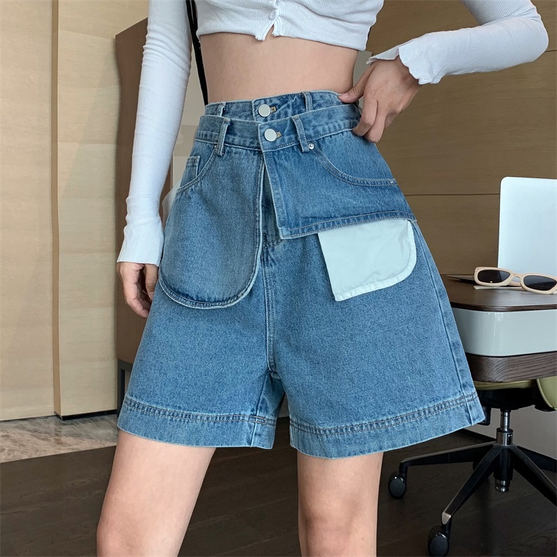 Ulzzang ( 얼짱) - QUẦN JEANS NGẮN NGỐ ỐNG RỘNG TÚI LAI TRẮNG (CHẤT XỊN XÒ)
