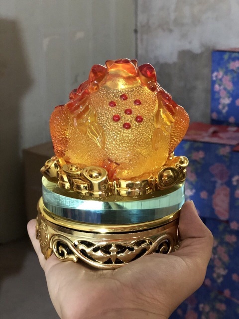 Combo cóc và ty hưu vàng lưu ly (Đế kính xoay đc)