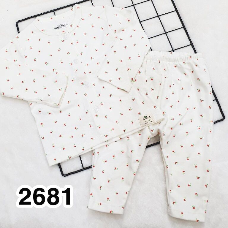 Bộ Dài Tay Bé Gái Cài Nút Cho Bé Từ 3-11KG