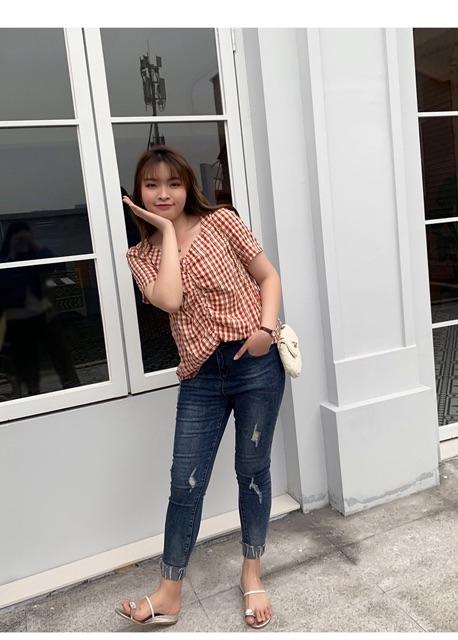 Áo sơ mi kiểu big size cao cấp nhún mặt trước tay ngắn size 65-100kg
