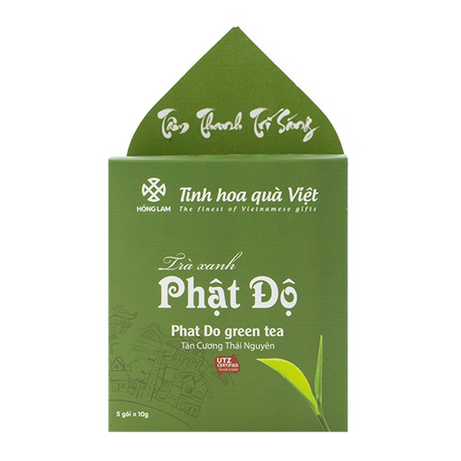 Trà phật độ Hồng Lam, dạng hộp (50gr, 120gr). Khi pha có vị chát nhẹ, ngọt thanh hậu vị