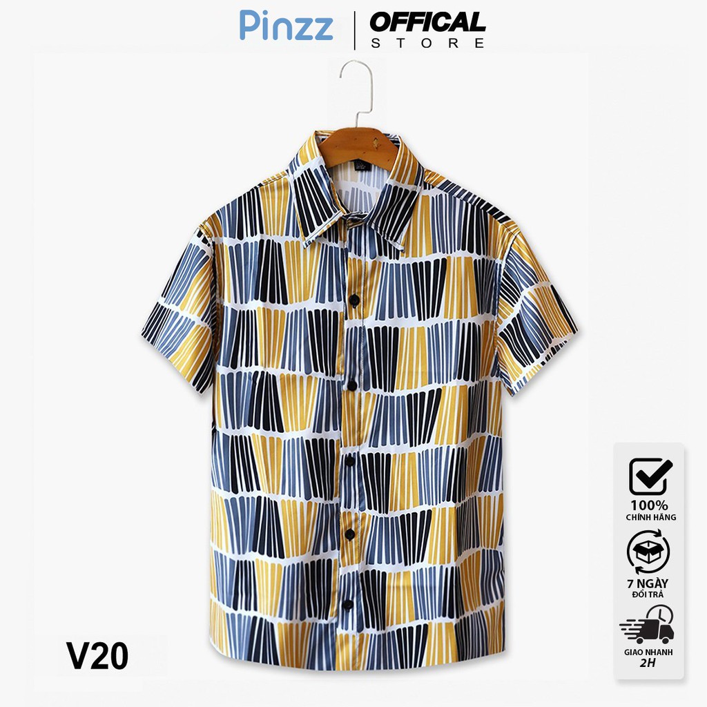 Áo sơ mi họa tiết nam nữ cổ vest hàng xịn, form rộng unisex chất vải cao cấp thoáng mát V-20