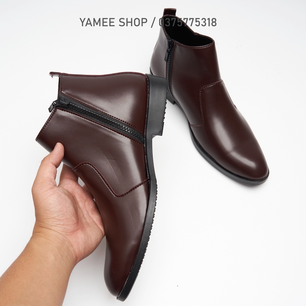 Giày chelsea boots nam, cổ khóa, đế khâu chắc chắn