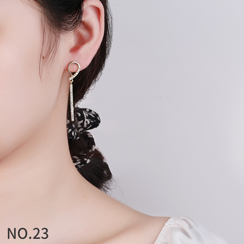 Bông Tai Mạ Bạc 925 Đính Đá Kim Cương Trắng Và Vàng 18K Thời Trang