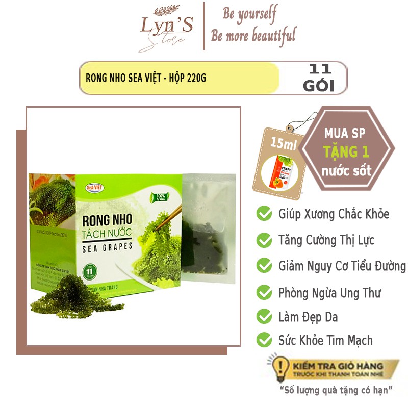 Rong nho 📛 𝑭𝑹𝑬𝑬𝑺𝑯𝑰𝑷 📛 rong nho tươi, sản phẩm chính hãng Sea Việt - hộp 220g/11 gói nhỏ
