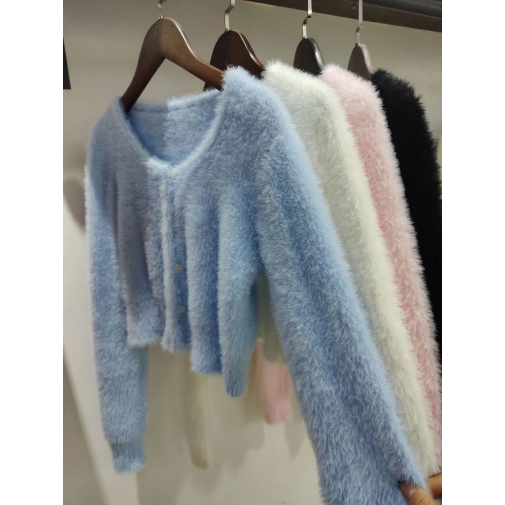 Áo Khoác Cardigan Ngắn Cổ Tròn Tay Dài Phong Cách Mùa Xuân Mới