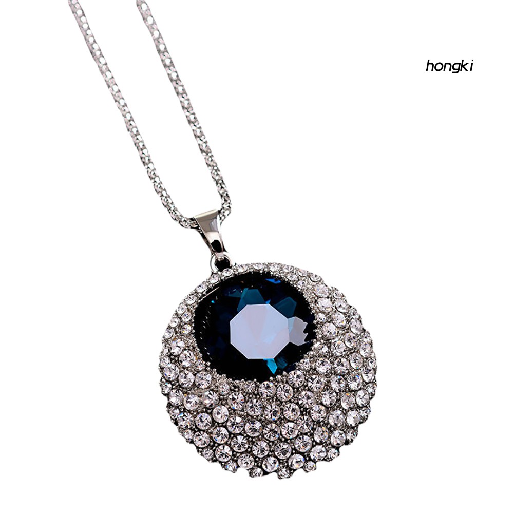 vòng cổ Hợp Kim Mặt Tròn Đính Đá Thời Trang Cho Nữ