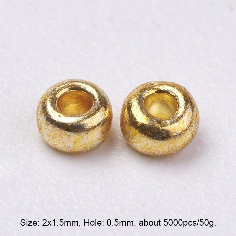 Hạt thủy tinh tròn Olycraft 12/0 mạ bạch kim 2x1.5mm lỗ 0.5mm 5000/50g dùng làm trang sức