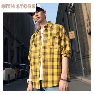 Áo khoác sơ mi caro dài tay, áo sơ mi đẹp thời trang phong cách Hàn Quốc nam nữ chất kate mềm mịn