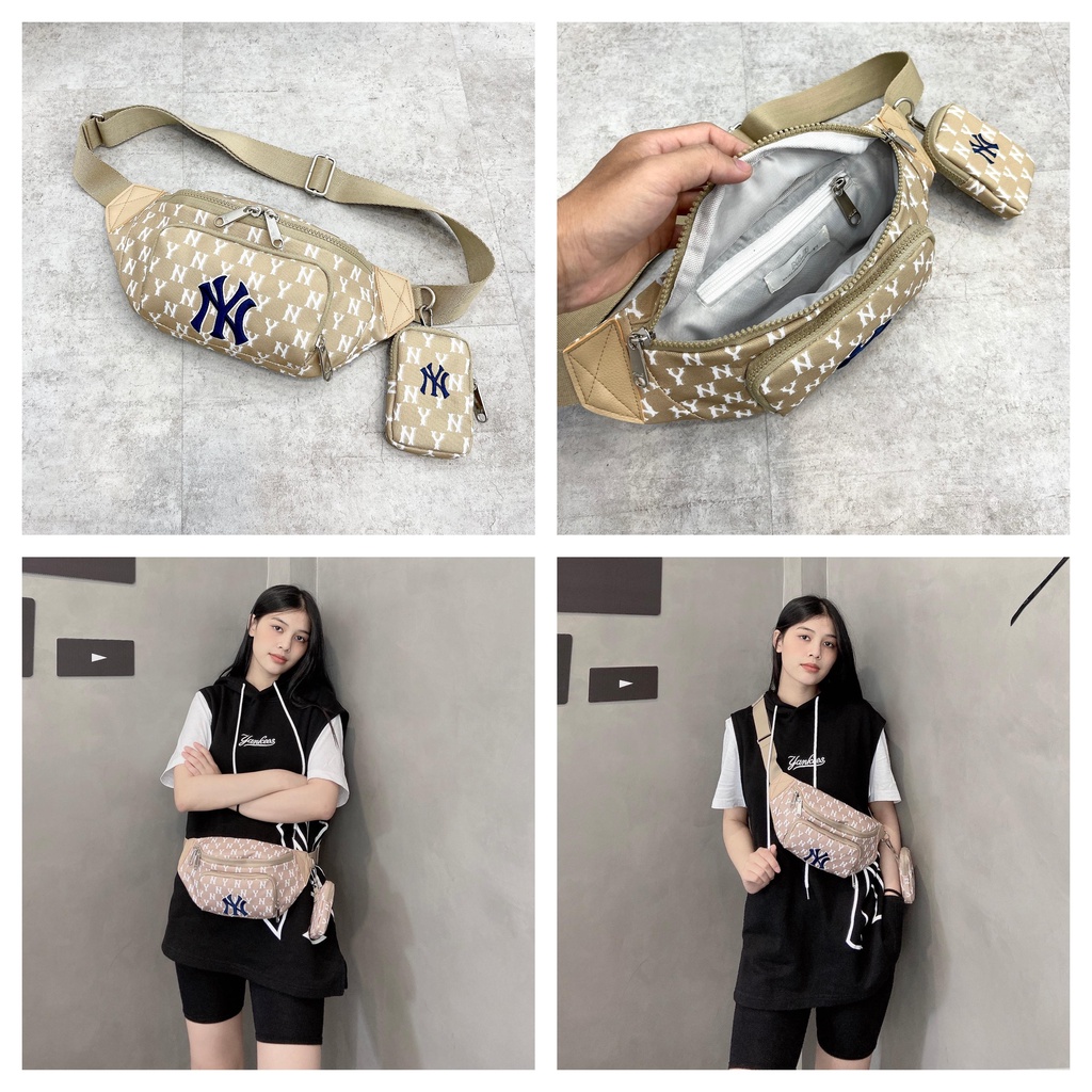 (HÀNG XUẤT XỊN) Túi bao tử, Túi đeo hông, đeo ngực B438 M/L/B MONOGRAM WAIST BAG BEIGE Kích thước: 33cm x 6.5cm x 14cm