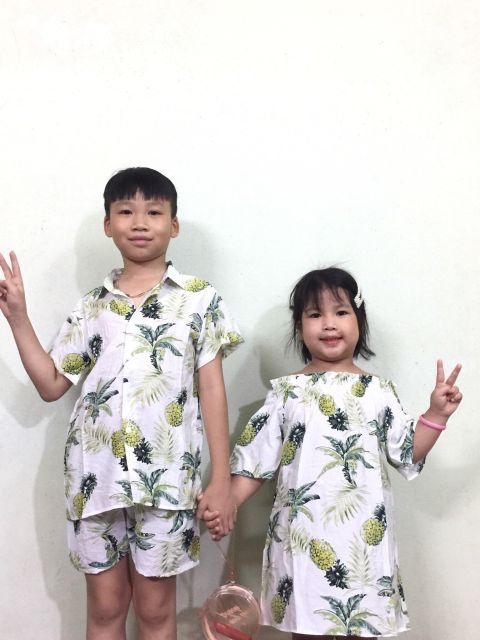 Váy hoa quả , váy đũi đi biển cho bé
