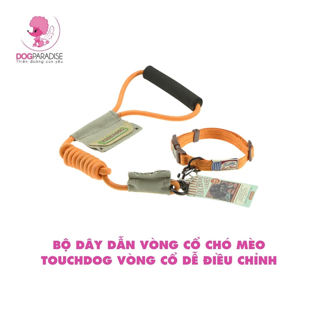 Bộ dây dẫn vòng cổ chó mèo Touchdog vòng cổ dễ điều chỉnh chất liệu siêu chắc nhiều màu sắc và kích cỡ - Dog Paradise