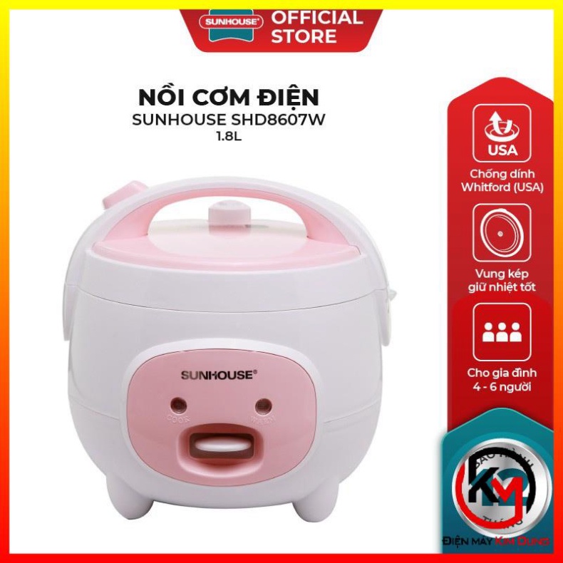 Nồi cơm điện 1.8L SUNHOUSE SHD8607W