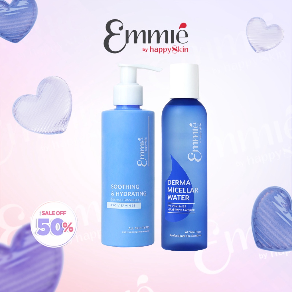 Bộ Sản Phẩm Làm Sạch Da Emmié By Happy Skin 2 món: Gel Rửa Mặt Emmie 180ml + Nước Tẩy Trang Emmie 250ml