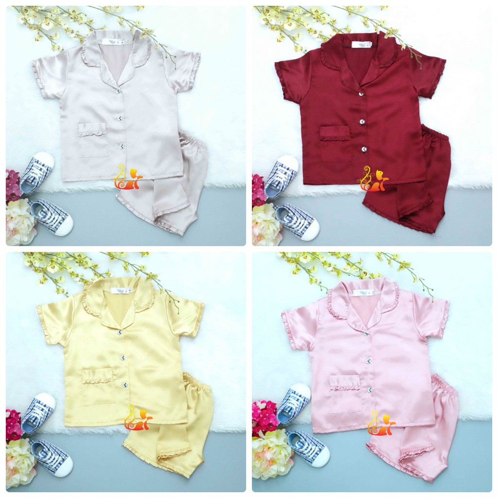 Đồ Bộ Pijama Phi "Lụa Bèo" Quần Đùi Cho Bé - Từ 12kg - 42kg.