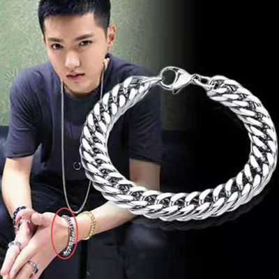  Vòng đeo tay dây xích 10mm phong cách hip hop màu bạc bằng thép không gỉ cho nam nữ | BigBuy360 - bigbuy360.vn