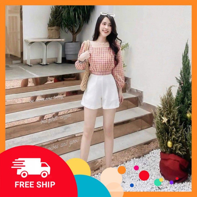 Sét Áo Kẻ Hồng Mix Quần Sooc Đùi Cực Hót ÁO [ 𝐅𝐑𝐄𝐄 𝐒𝐇𝐈𝐏 ] Chất Kẻ Thô Mềm Qc Cao Cấp Siêu Mát Đẹp Quần Vải Đũi