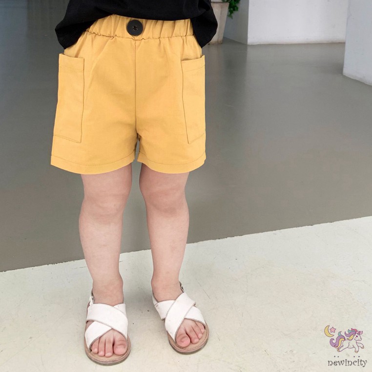 Quần Đùi Màu Trơn Có Túi Phong Cách Hàn Quốc Thời Trang Mùa Hè Cho Bé Gái