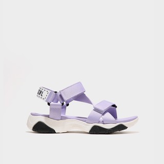 Giày Shondo Sandals Girly đế cao trắng phối đen quai tím lavender GIM0092