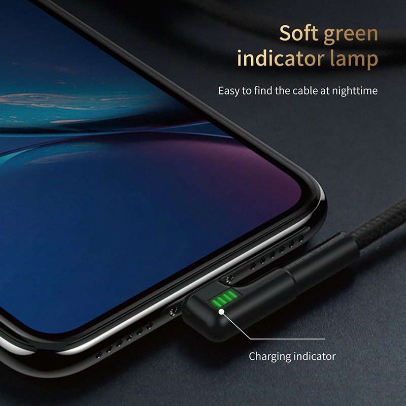 Dây cáp sạc nhanh IPhone Lightning Baseus USB 2.4A thiết kế 2 đầu góc vuông cho iPhone XR XS Max - Dây sạc cho Iphone