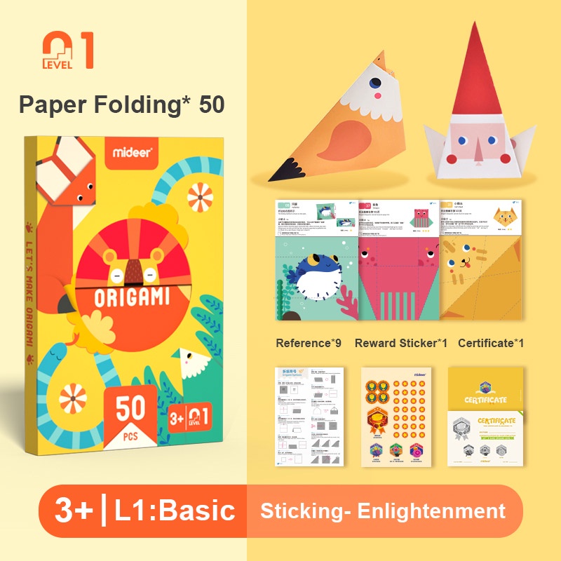 Bộ Đồ Chơi Thủ Công Gấp Giấy Origami Chính hãng Mideer - Cho Bé Từ 3 Tuổi Rèn Khéo Léo