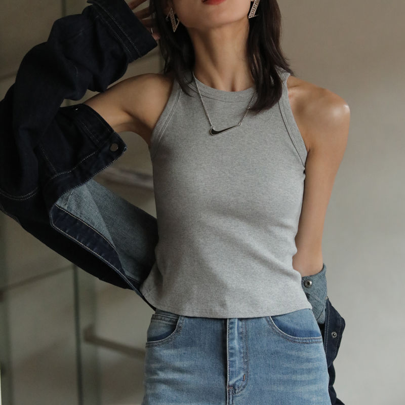 Áo croptop ba lỗ COZOKC vải cotton co giãn thời trang cho nữ