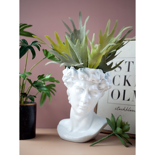Chậu cây đất nung tượng David cao 15 cm - Jassi Decor