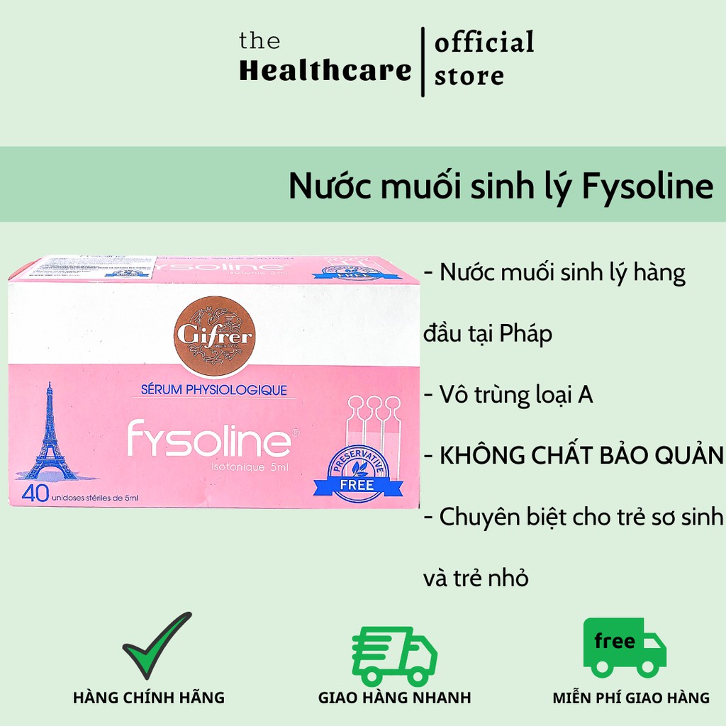 Nước muối sinh lý Fysoline ống hồng đẳng trương, vệ sinh mắt mũi hộp 40 ống x 5ml