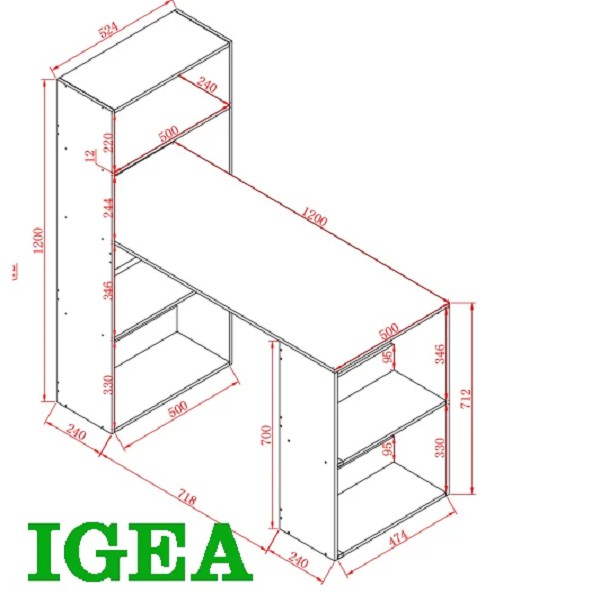 Bàn máy tính hiện đại kết hợp kệ sách tiện lợi - GP04