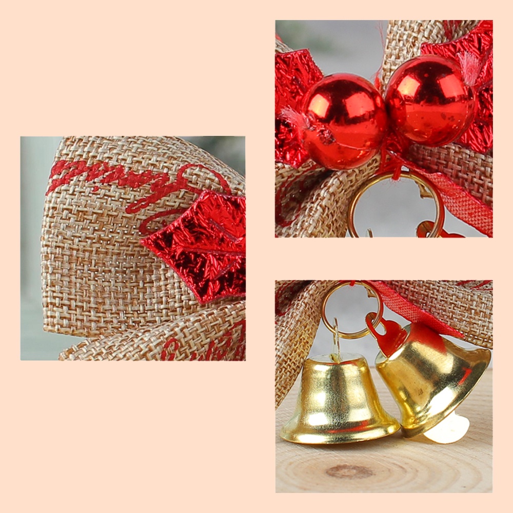 Set 4 Nơ Ruy Băng Mini Bằng Vải Bố Trang Trí Giáng Sinh