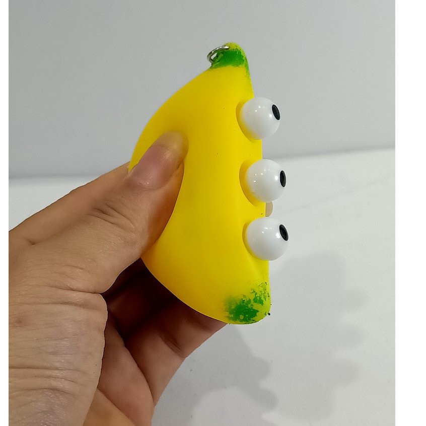 Móc khoá squishy gudetama quả chuối bóp ra mặt cười ngộ nghĩnh-bóp ra mắt trố-Móc khóa hình trái chuối siêu đẹp