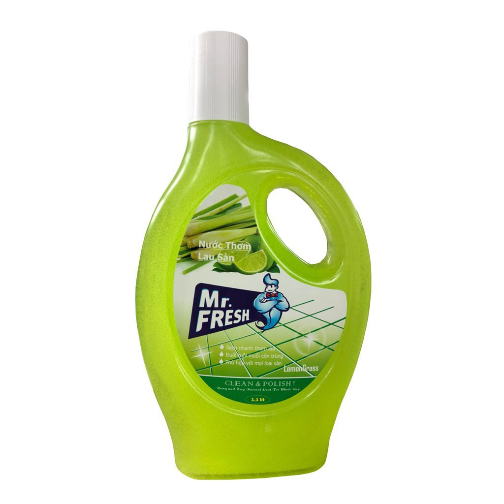 Bộ 2 Chai Nước thơm lau sàn Mr.Fresh 1.1L Hương Chanh sả - Đuổi ruồi muỗi côn trùng