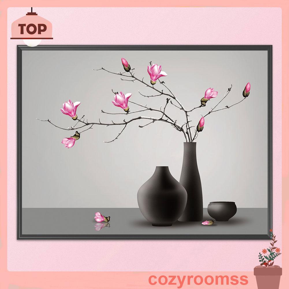 Tranh Thêu Chữ Thập Toàn Bộ 11CT DIY Hình Lọ Hoa Mộc Lan